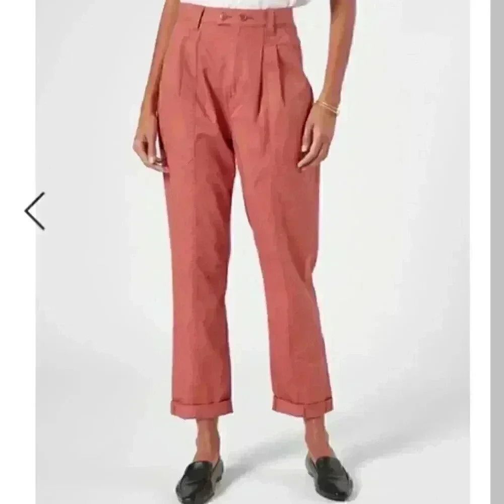 Joie Shore Cotton Burnt Clay Trouser Pants Size 10 - Picture 2 of 10
